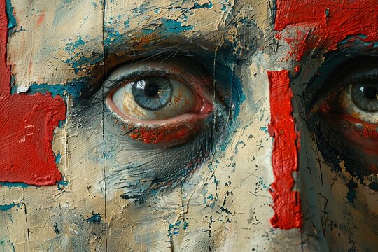 Close-Up of Painted Face with Intense Eyes