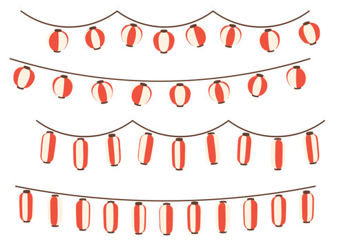 recommend clip art: 赤と白のお祭り提灯の素材イラスト