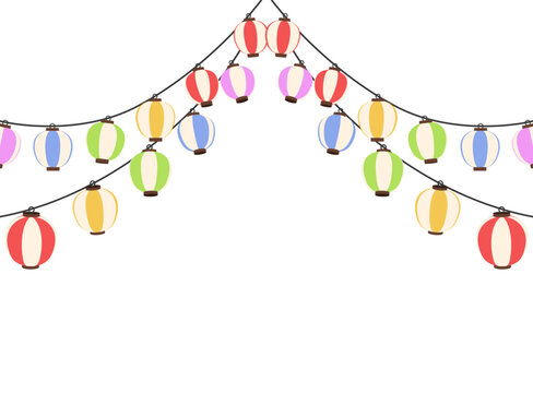 recommend clip art: カラフルなお祭り提灯の背景素材イラスト
