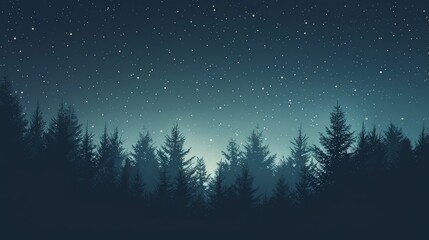 Fototapeta premium Starry night sky and forest silhouette background
