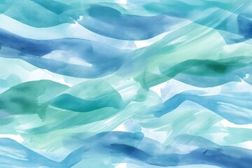 An abstract pattern featuring flowing watercolor strokes in a range of blues and greens, resembling...