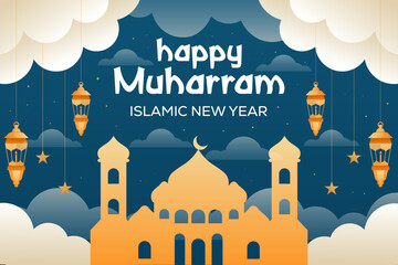 gradient muharram islamic new year background illustration