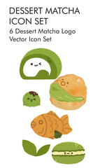 Dessert matcha logo vector icon set