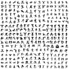 Sports icon set. Shapes Sports, Sports icon collection, Active lifestyle people and icon set, runners active lifestyle icons.