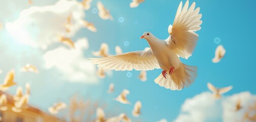 Obraz premium white doves in the sky