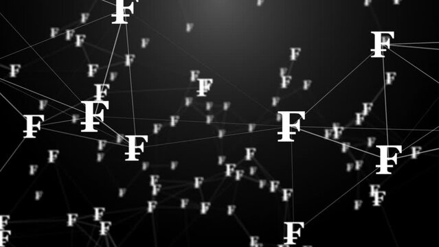 Franc currency symbol network technology plexus background. Seamless loop