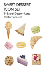 Sweet dessert logo vector icon set 