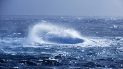 Naklejka premium A swirling funnel of saler defying gravity over the open ocean.