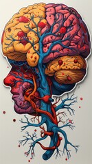 Naklejka premium Generate an ultra-realistic die cut sticker of a business brain in growth phase