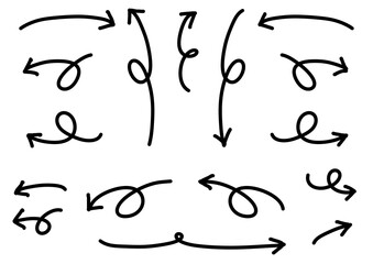 くるくる回転震える矢印手描きセット