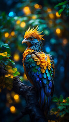 A very beautiful phoenix bird in the night sky Generative AI