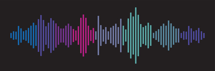 Abstract sound wave stripe lines colorful gradient equalizer isolated on transparent background in concept music, sound, technology.