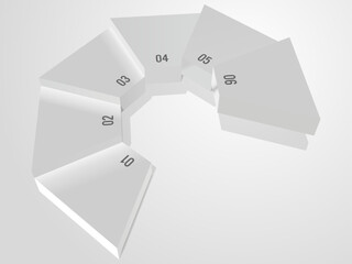  6段階のステップを表現するモノトーンインフォグラフィック　ベクターイラストレーション