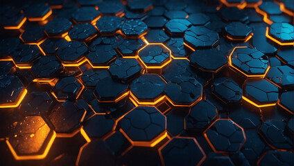 bunch of hexagons that are lit up from underneath