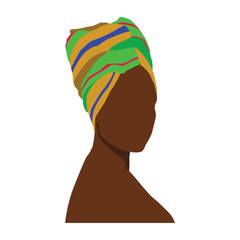 African Woman Wearing Traditional Head Tie Vector Illustration
