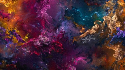 Journey through an abstract cosmic nebula, rich colors and detailed textures, highlighting the beauty of the universe for educational purposes