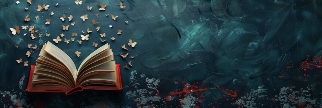 the concept of international literacy day, copy space. World book day.