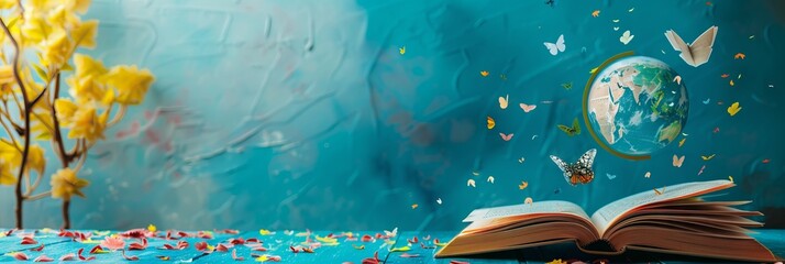 the concept of international literacy day, copy space. World book day.