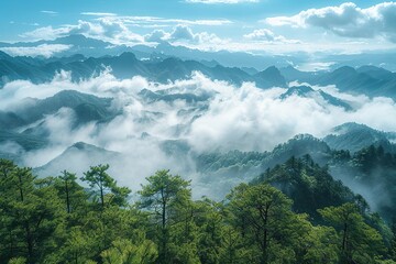 Obraz premium Clouds and Mists of Mount Huangshan