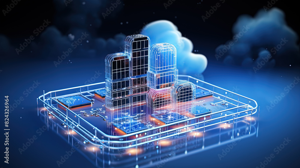 Aufkleber Data cloud structure concept with digital technology cloud sign for online backup and network compute power service.