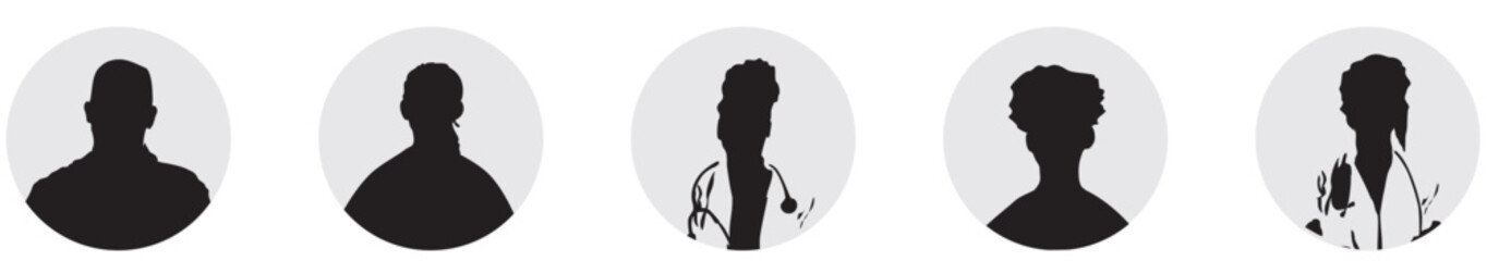 doctors avatar profile silhouette set