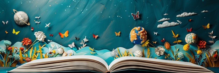 the concept of international literacy day, copy space. World book day.