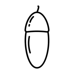 Stylized Outline drawn Acorn fruit Logo Icon Sticker Cards or web, promo design concept Isolated