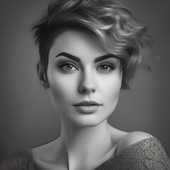 Fototapeta premium Portrait of a confident young woman with a pixie haircut2