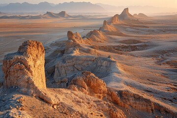 Obraz premium Standing mountains, Tudui River and loess