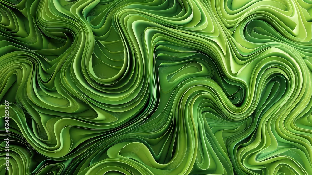 Wall mural an intricate abstract background of swirling green lines, creating an organic, nature-inspired patte