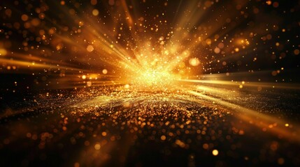 Obraz premium Glowing starry night sky illustration with golden light and sparkles for travel and beauty concepts