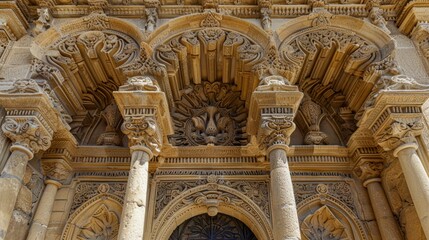 Beautiful stone carvings adorn the arches and doorways of the building giving it a refined and timeless appeal.