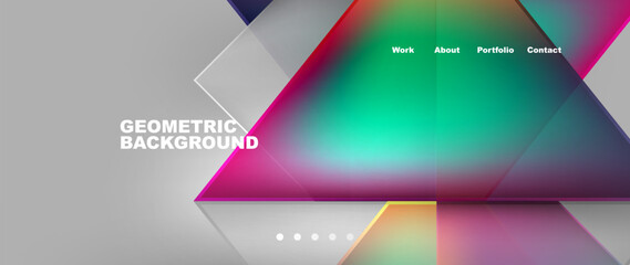 Flowing bright neon gradients geometric abstract background with triangles and lines. Fluid color pattern of color liquid gradient background for wallpaper, banner, background, card, landing page