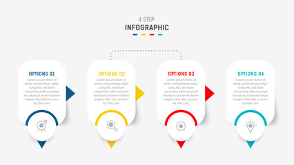 Four Step Infographic element design Vector template for presentation. process diagram and presentations step, workflow layout, banner, flow chart, info graphic vector illustration.