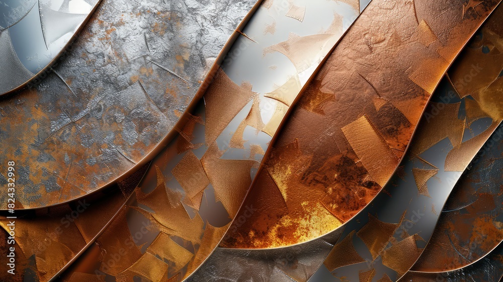 Canvas Prints an intricate textured abstract background with layered metallic textures in copper, silver, and gold