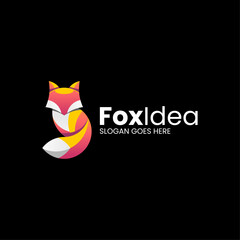Vector Logo Illustration Fox Gradient Colorful Style