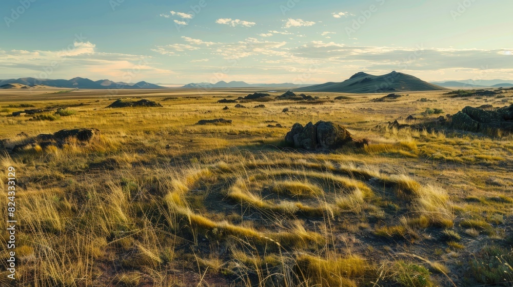 Canvas Prints Enigmatic circles of grass surrounded by an otherwise desolate landscape leaving many questions unanswered.