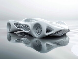 A surreal sports car model with digitally generated images