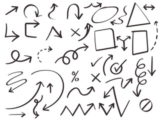 Set of hand drawn arrows vector doodle design elements