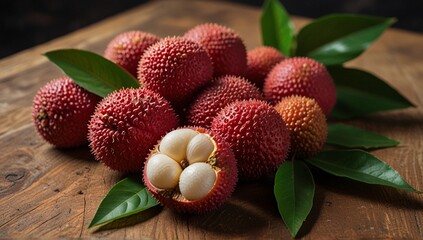 lychee with leaves