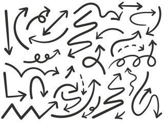 Set of hand drawn calligraphy arrows vector doodle design elements