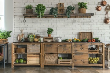 A kitchen with a lot of fresh vegetables on the counter generated by AI