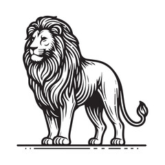 Fototapeta premium vector outline coloring books lion, editable stroke, isolated white background