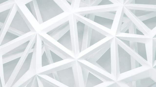 Abstract geometric pattern with white triangular shapes creating a complex, modern design ideal for contemporary backgrounds and textures.