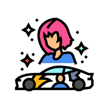 itasha otaku color icon vector. itasha otaku sign. isolated symbol illustration