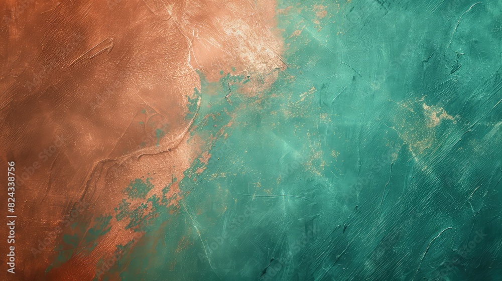 Wall mural an opulent gradient background featuring a smooth transition from teal to copper, with a grainy text