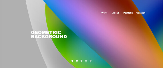 Web page design with geometric elements - circle and wave. Techno art concept. Vector Illustration For Wallpaper, Banner, Background, Card, Book Illustration, landing page