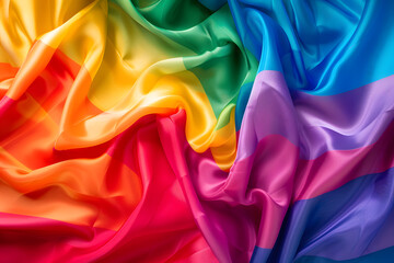 Happy pride month background with rainbow fabric.