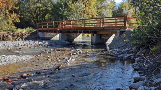 A specially constructed temporary bridge over a river designed to allow for the safe passage of migrating fish during the construction of a new bridge.