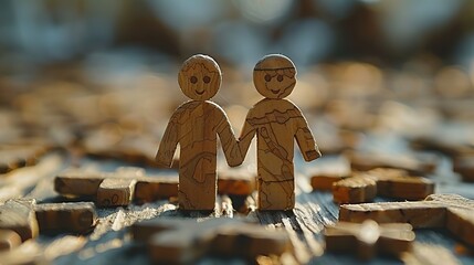A love that finds strength in shared faith and beliefs, represented by two figures standing hand-in-hand amidst a place of worship, symbolizing the unity, spiritual connection, stock photo